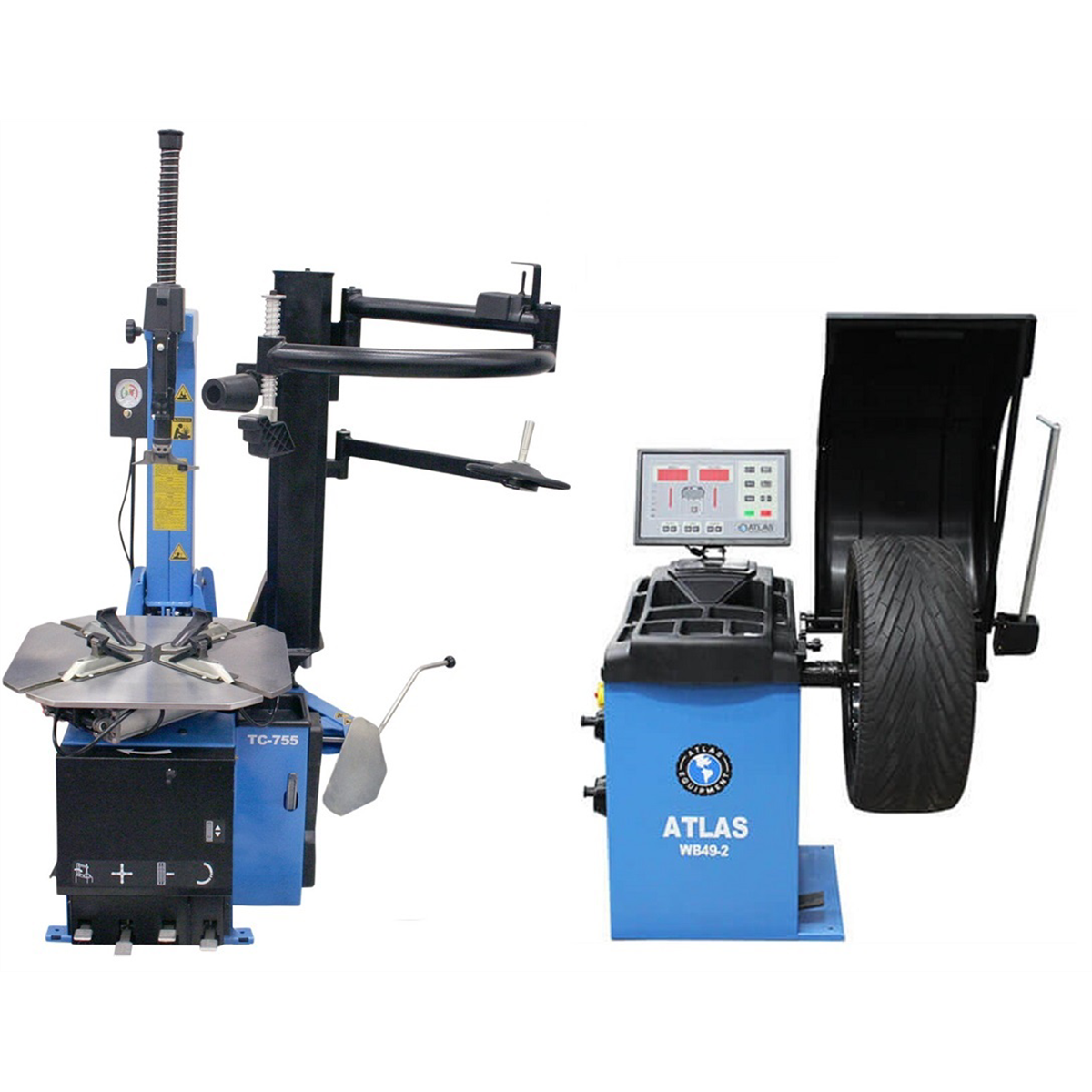 Atlas Equipment TC755EZ Rim Clamp Tire Changer + WB49-2-PRO Wheel Balancer Combo Package
