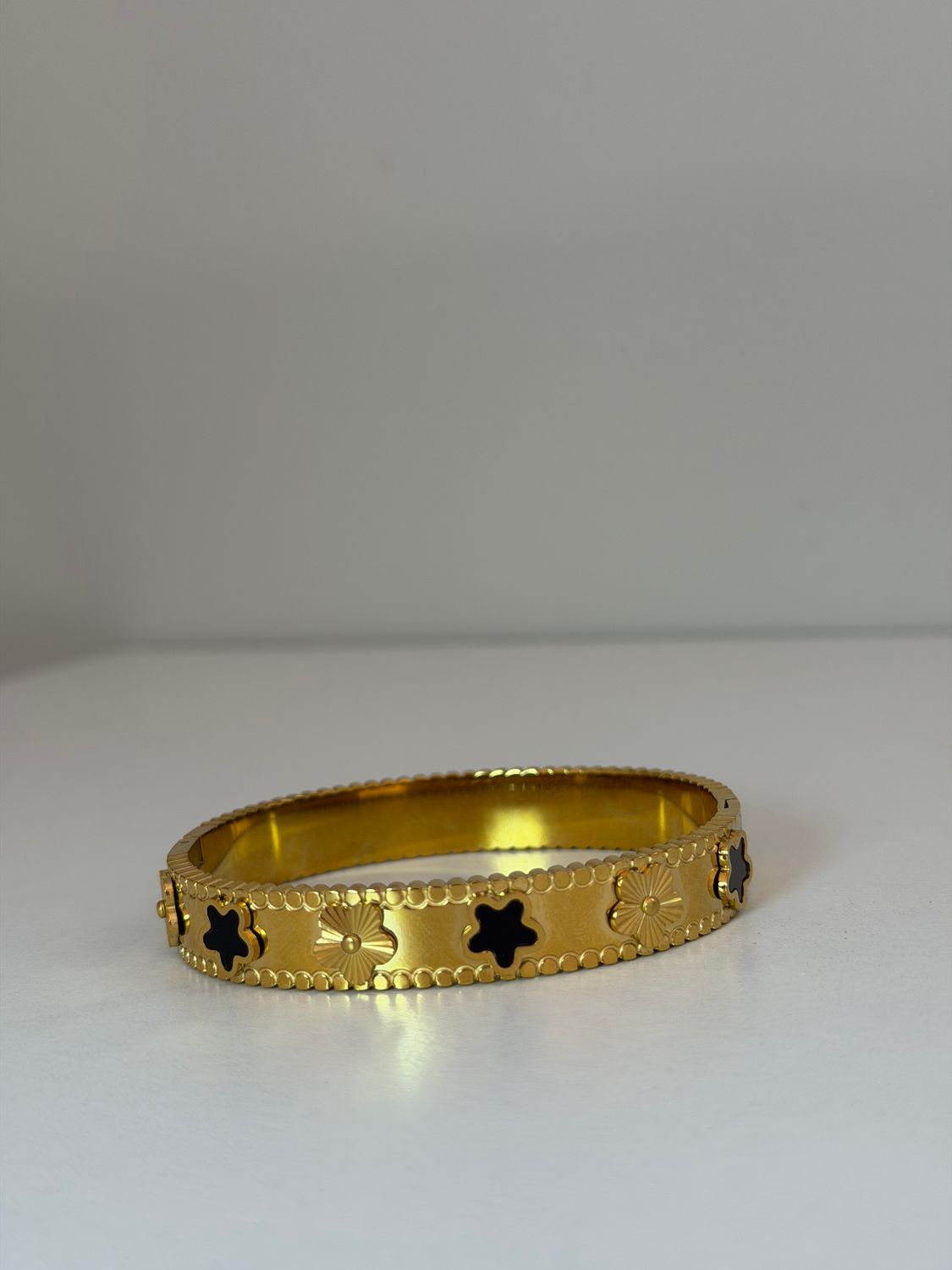 Black, white &amp;  Gold Clover Bracelet