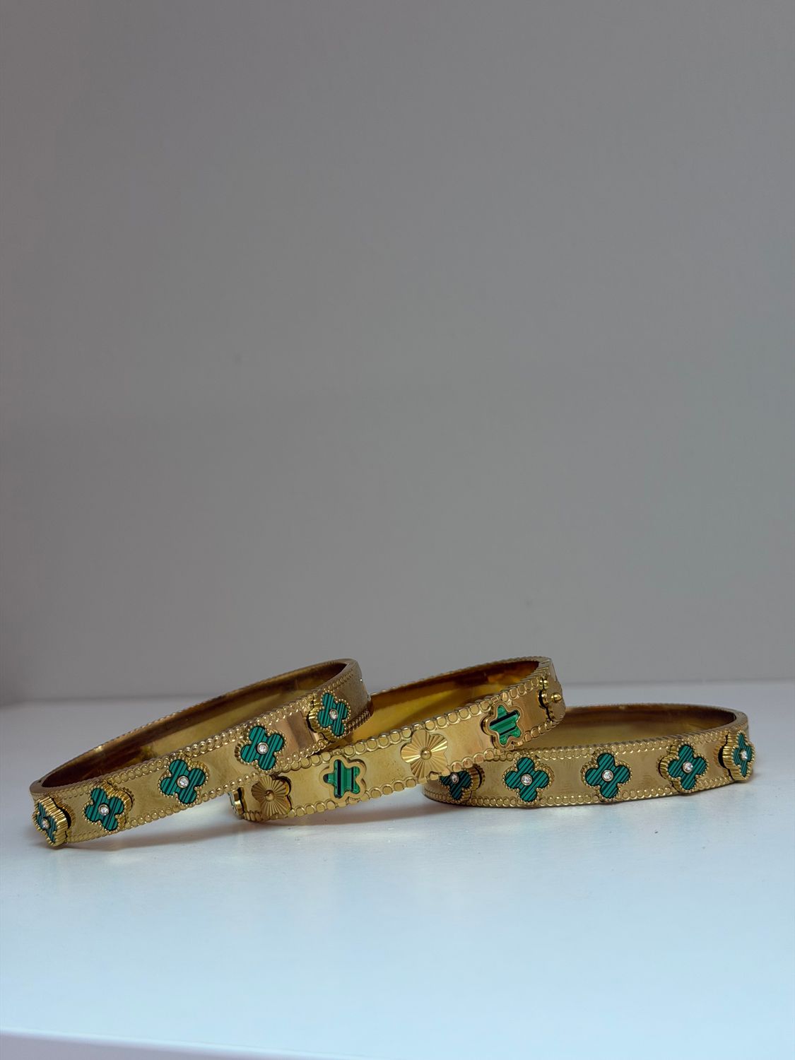 Green clover  Thick bangle Set