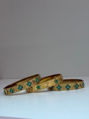 Green clover  Thick bangle Set