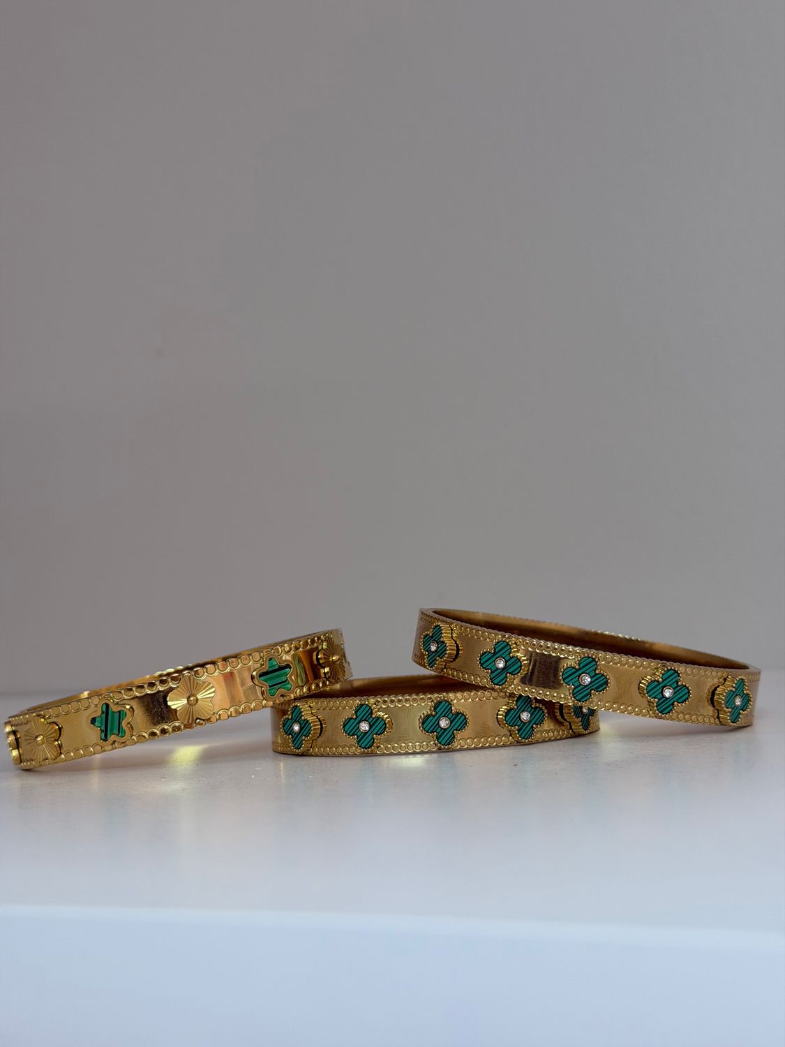 Green clover  Thick bangle Set