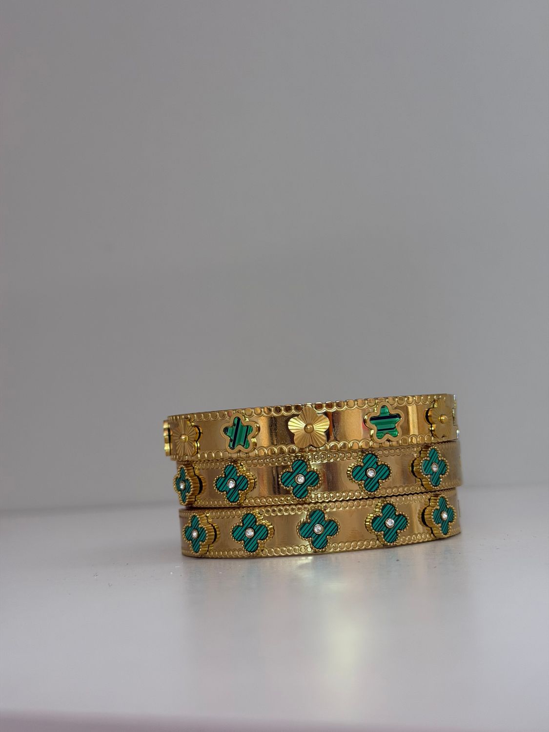 Green clover  Thick bangle Set
