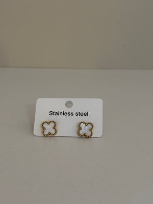 Clover white  earrings