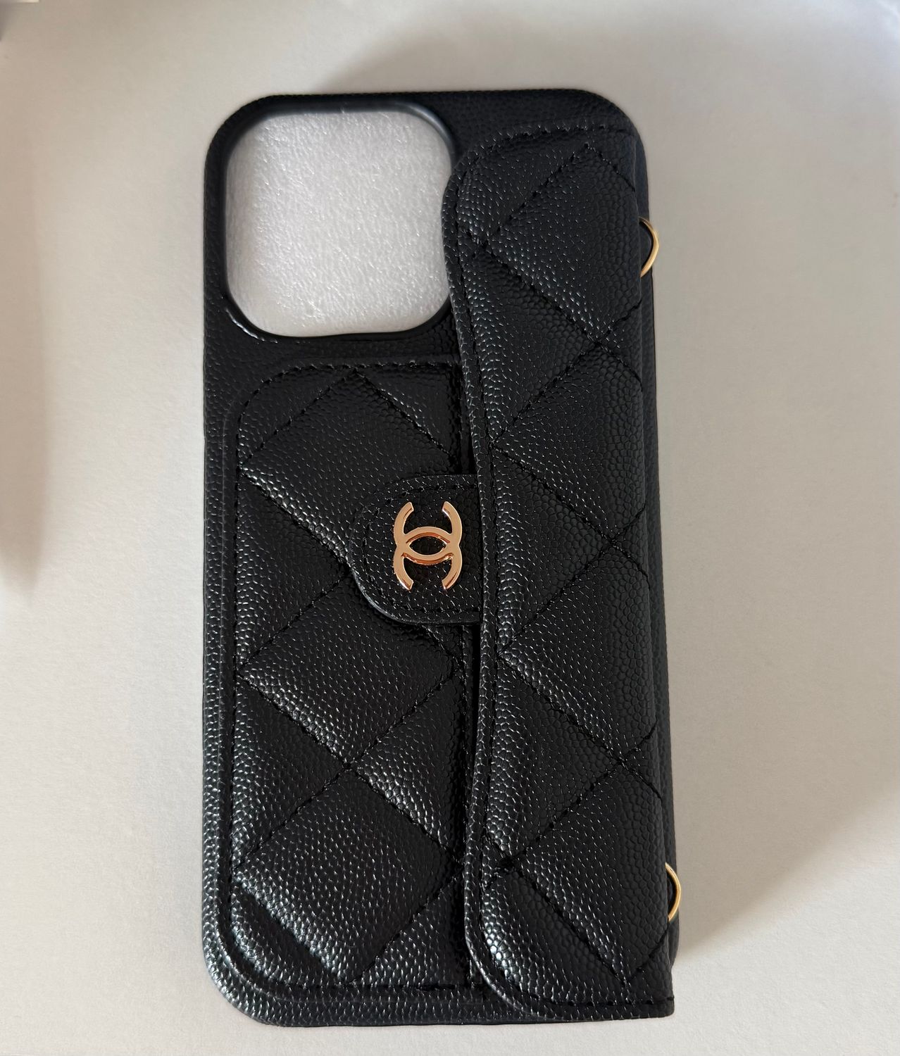 Chanel phone case black 16 Pro Max