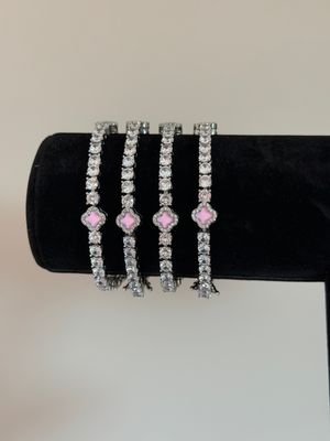 Set of 2 -Silver &amp; pink bracelet