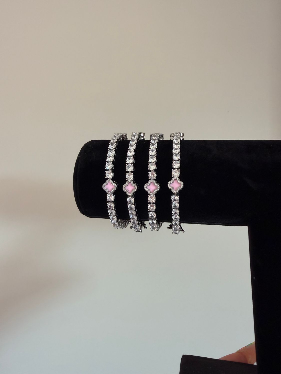 Set of 2 -Silver &amp; pink bracelet