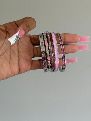 Silver and Pink bracelet set