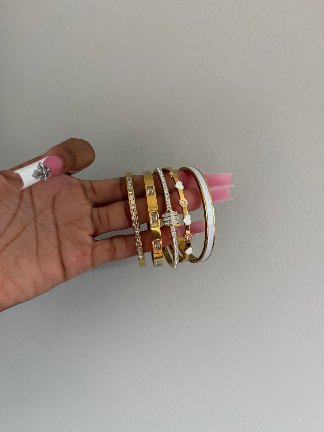 Gold and white bracelet set