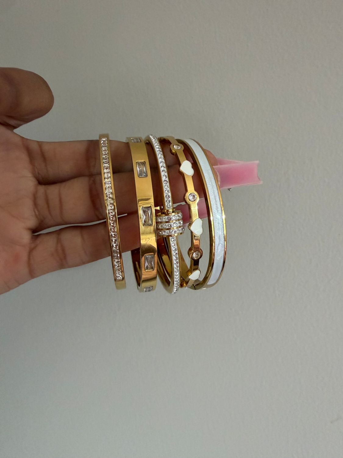 Gold and white bracelet set