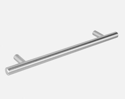 Flat End T Bar Handle - Brushed Steel