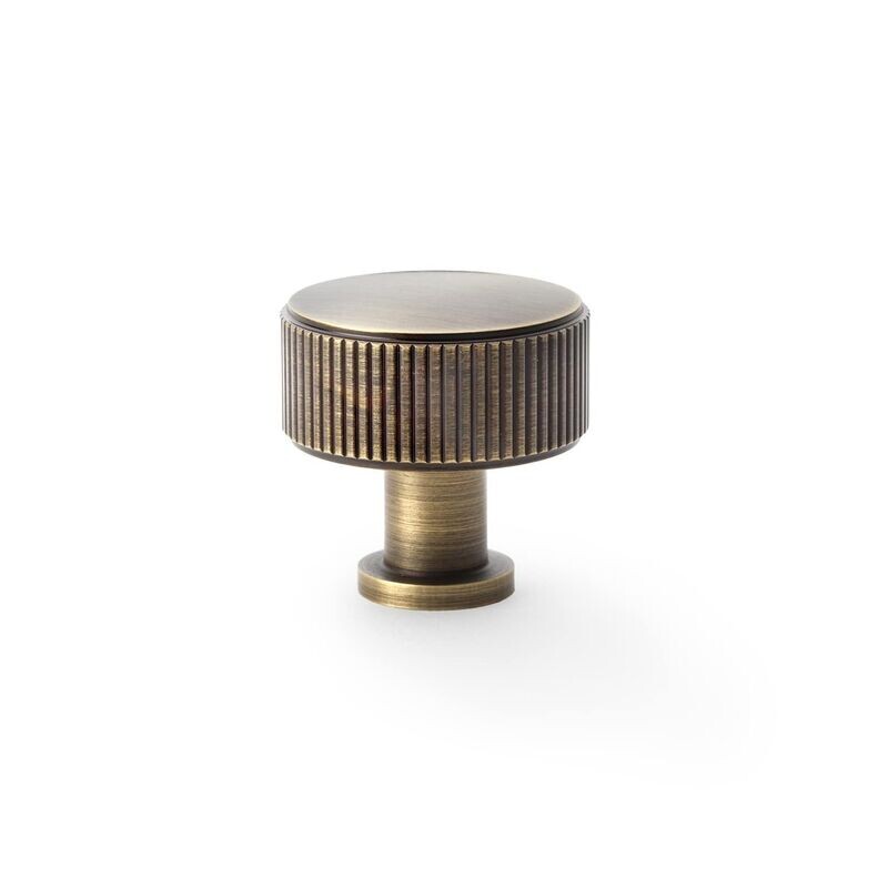 Alexander & Wilks Lucia Reeded Circular Knob, Available Finishes: Antique Brass