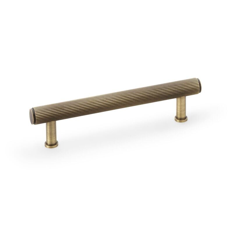 Alexander & Wilks Reeded T Bar Handle, Available Finishes: Antique Brass, Hole Centres: 128mm