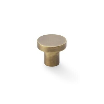 Alexander & Wilks Hanover Plain Circular Knob - Small, Available Finishes: Antique Brass