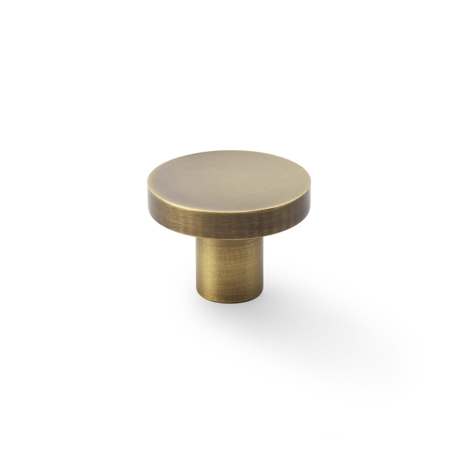 Alexander & Wilks Hanover Plain Circular Knob, Available Finishes: Antique Brass