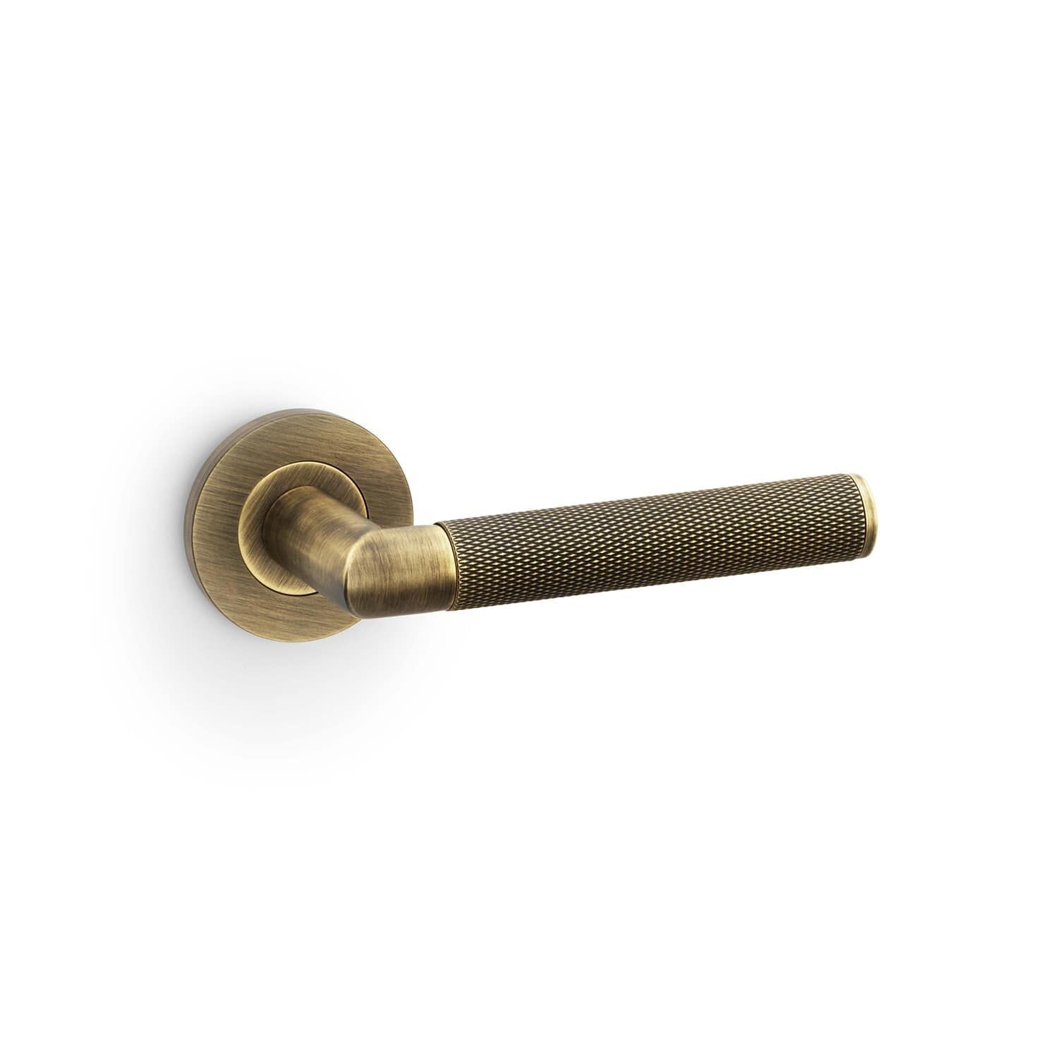 Alexander and Wilks Harrier Knurled Lever on Round Rose Door Handle
