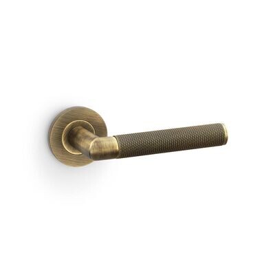 Alexander and Wilks Harrier Knurled Lever on Round Rose Door Handle
