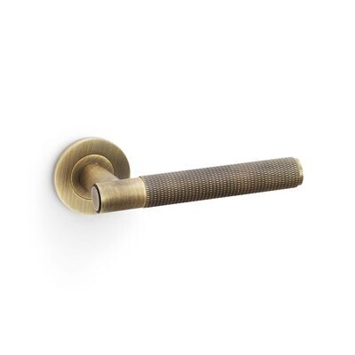 Alexander and Wilks Spitfire Knurled Lever on Round Rose Door Handle