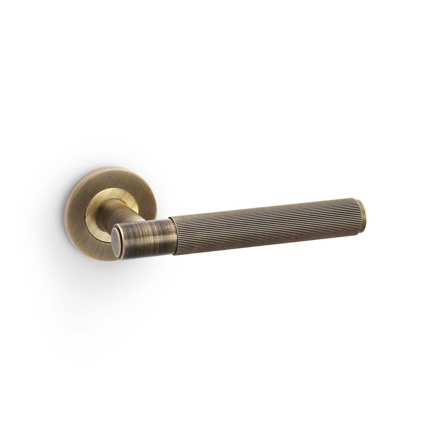 Alexander and Wilks Spitfire Reeded Lever on Round Rose Door Handle