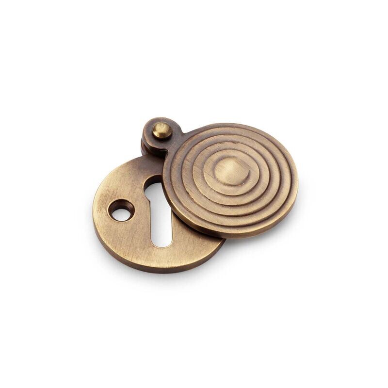 Alexander & Wilks Standard Round Escutcheon Key Profile with Christoph Design Cover, Available Finishes: Antique Brass