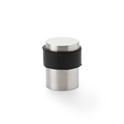 Alexander & Wilks Stainless Steel Floor Mounted Flat Top Cylinder Door Stop, Available Finishes: Satin Stainless Steel