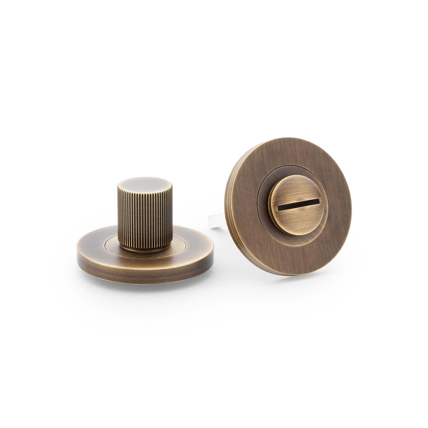 Alexander & Wilks Reeded Thumbturn and Release Knob, Available Finishes: Antique Brass