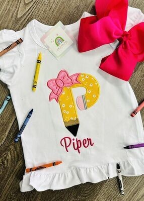 Girl Back to School Personalized Pencil and Bow design!