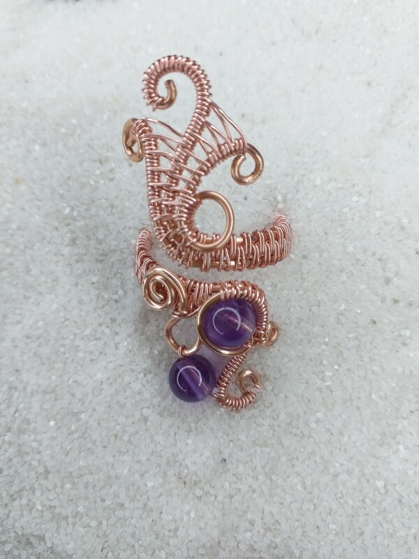 Rose Gold and Amethyst Adjustable Ring