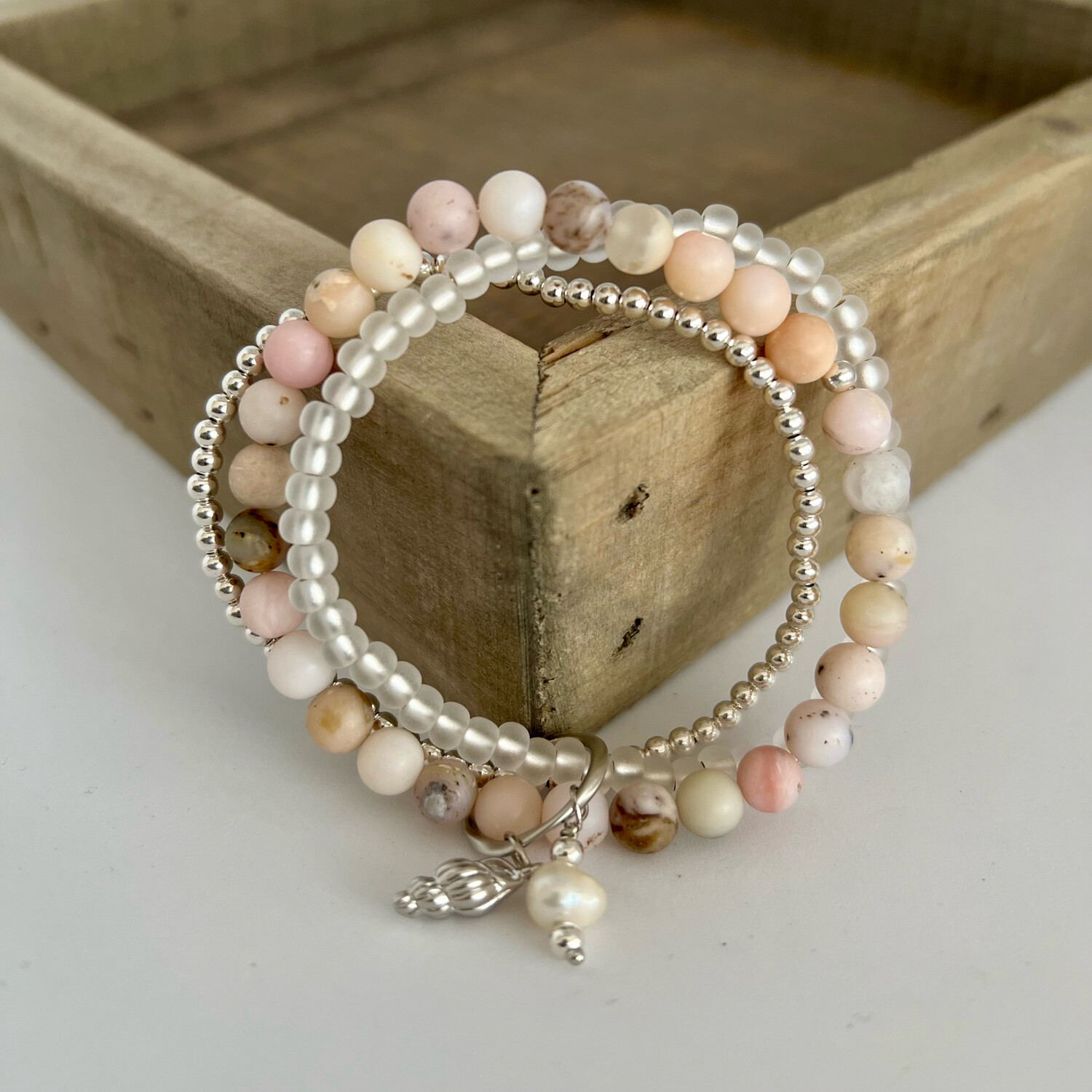 3-fach-armband rosa opal