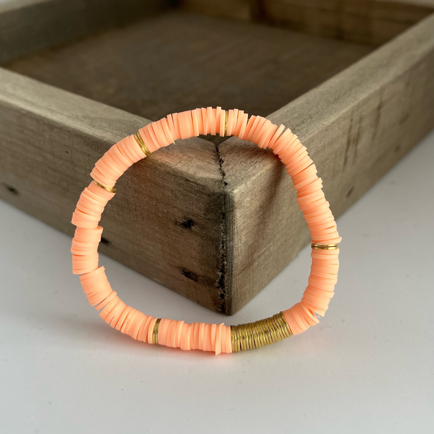 heishi-armband flamingo mit gold