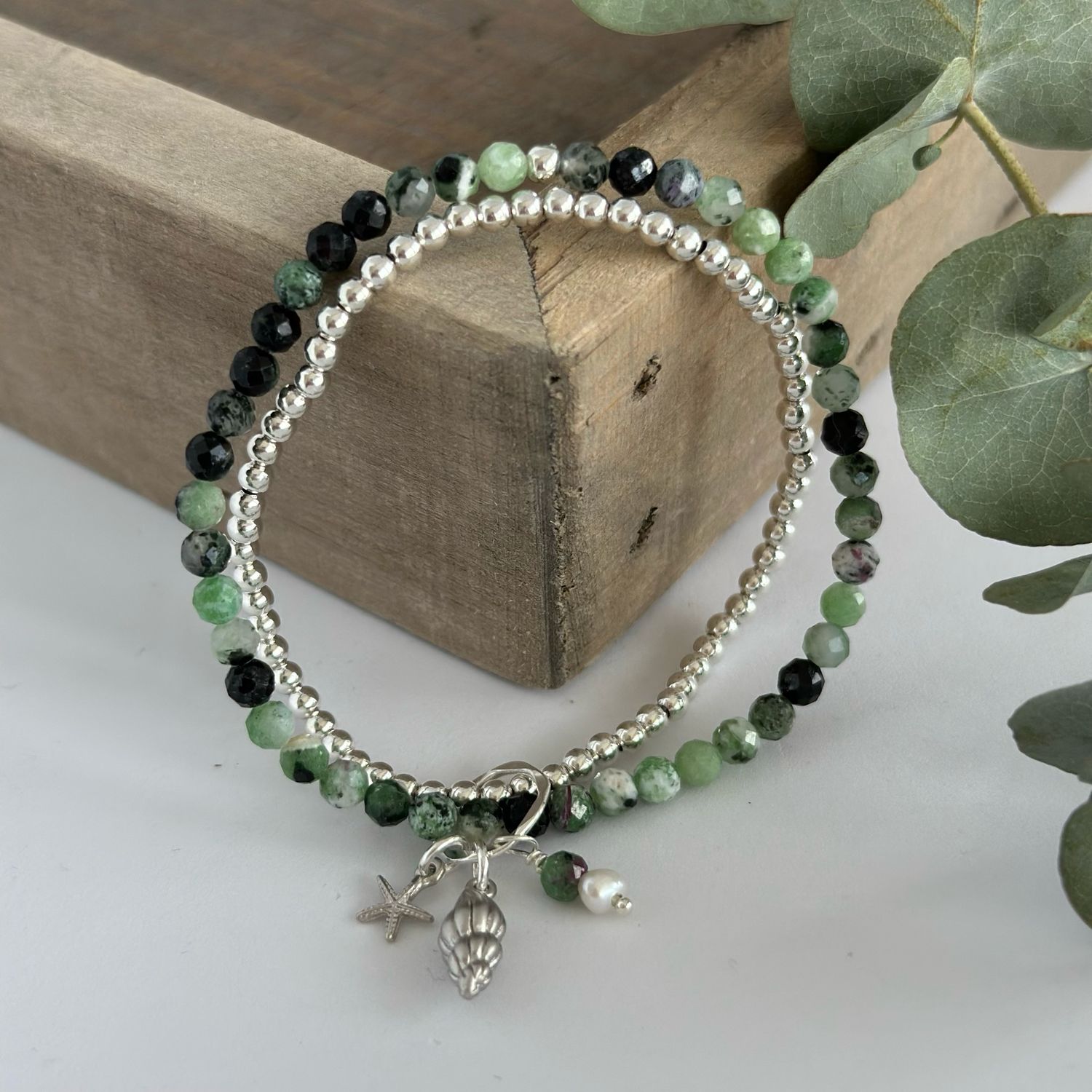 doppelarmband moosachat silber