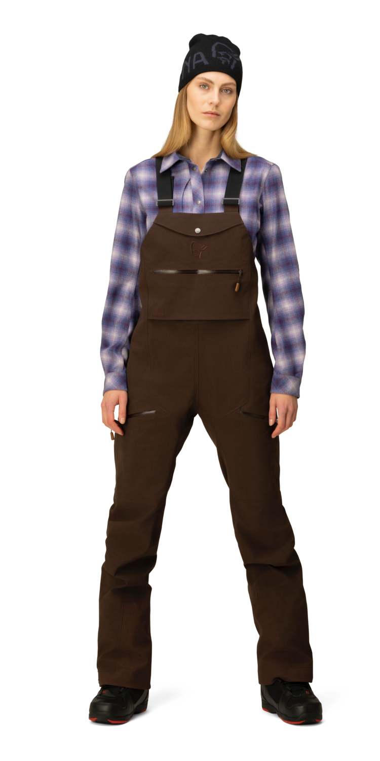 NORRONA TAMOK GORE-TEX PERFORMANCE SHELL BIB 23/24 WOMEN, Color: COFFEE BEAN, Size: S