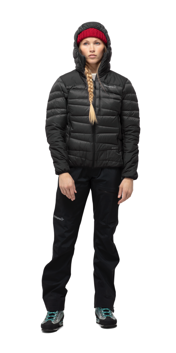 NORRONA FALKETIND DOWN750 HOODED JACKET 23/24 WOMEN, Color: CAVIAR BLACK, Size: M