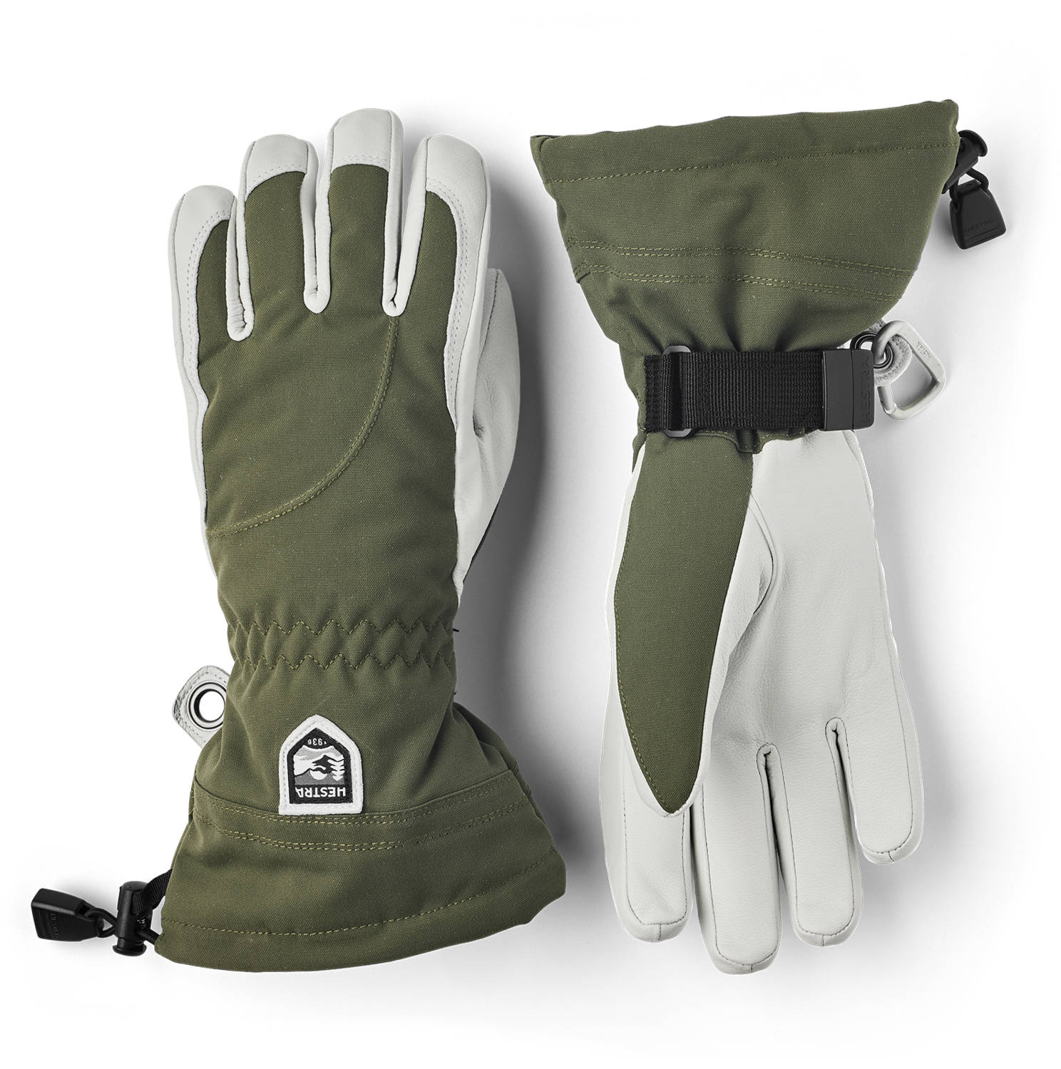 HESTRA HELI GLOVE WOMEN, Color: OLIVE/OFF WHITE, Size: 6