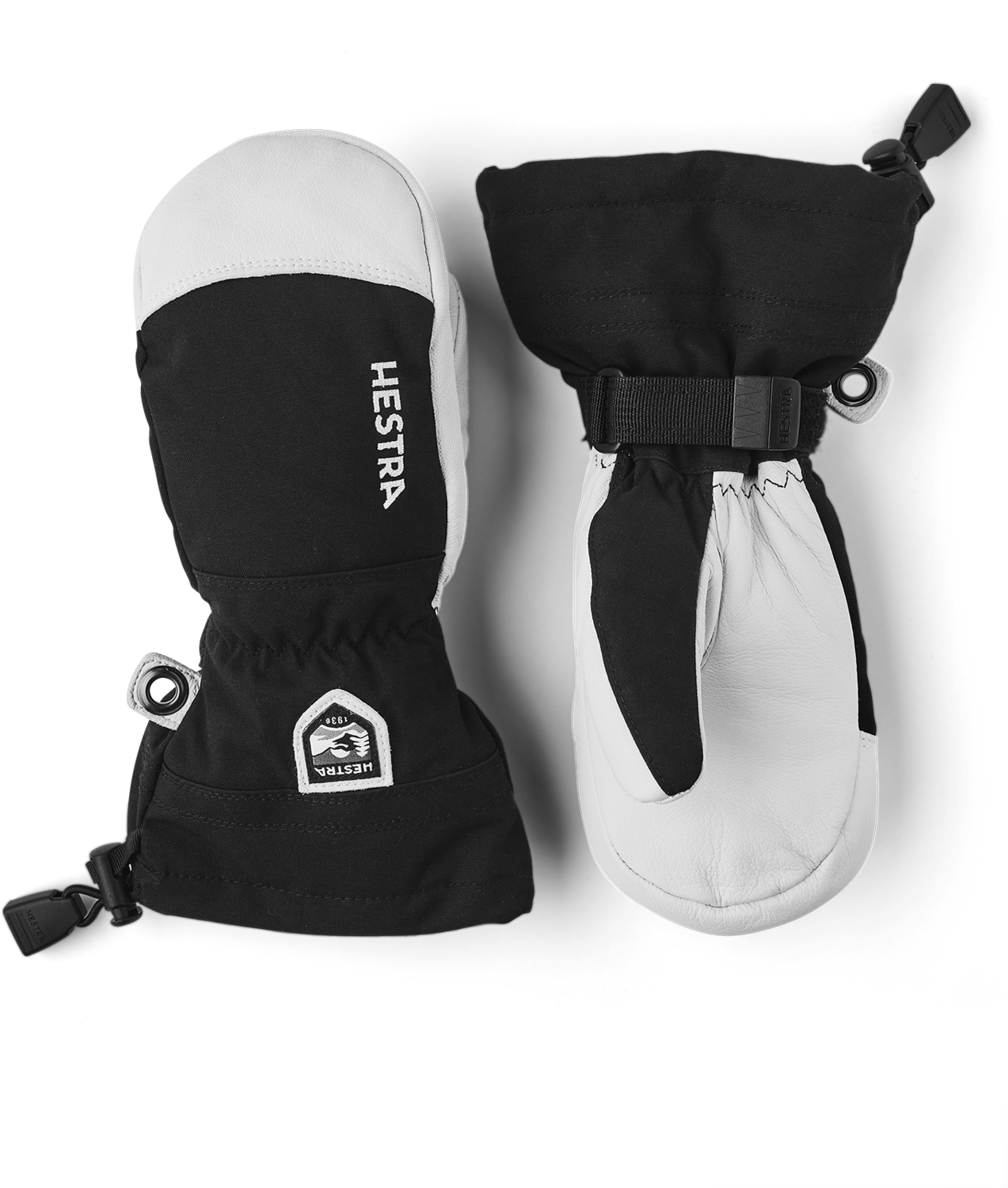 HESTRA ARMY LEATHER HELI SKI MITT JUNIOR, Color: BLACK, Size: 3