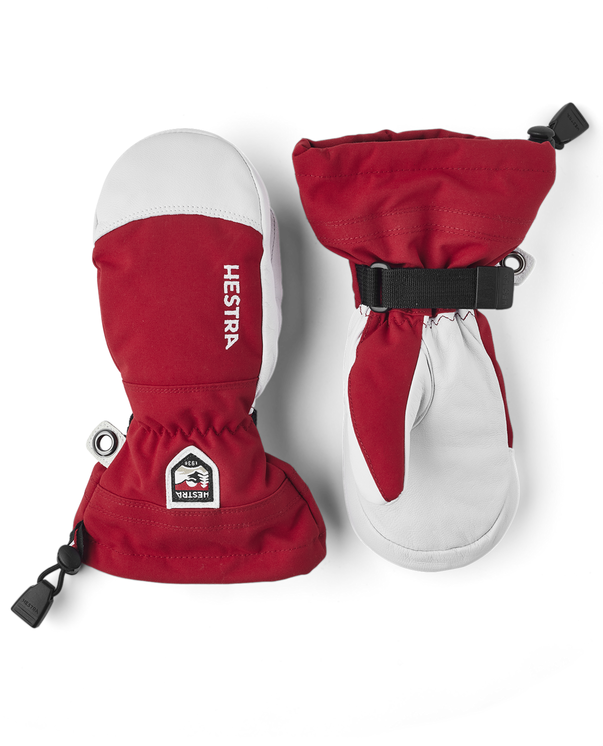 HESTRA ARMY LEATHER HELI SKI MITT JUNIOR, Color: RED, Size: 3