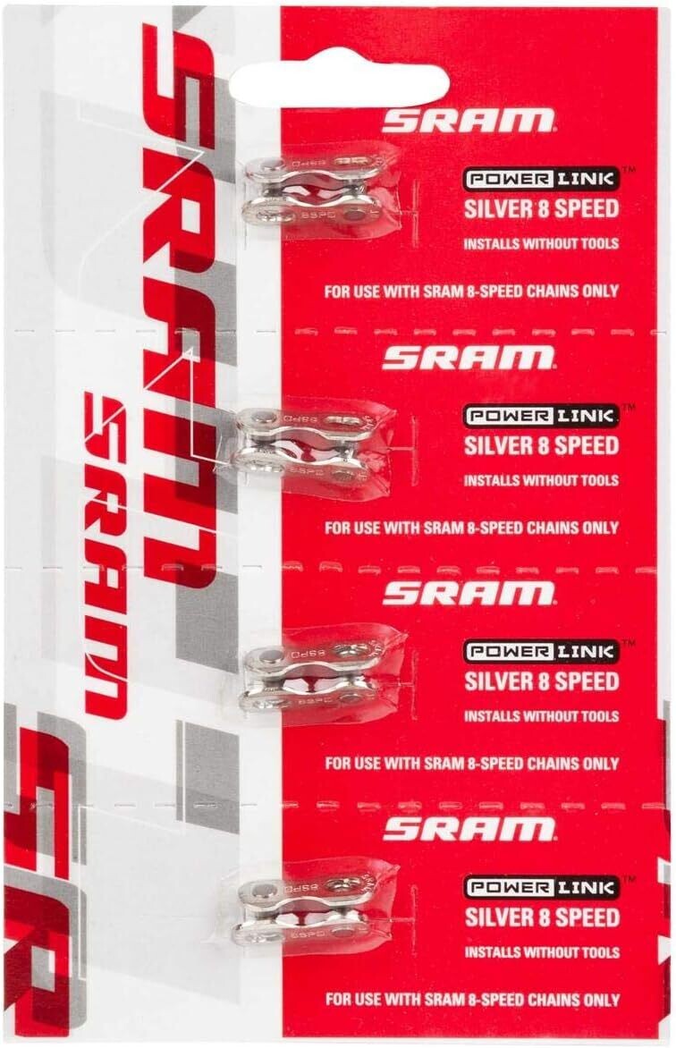 SRAM POWERLINK 8SP CHAIN CONNECTOR SILVER PACK OF 4