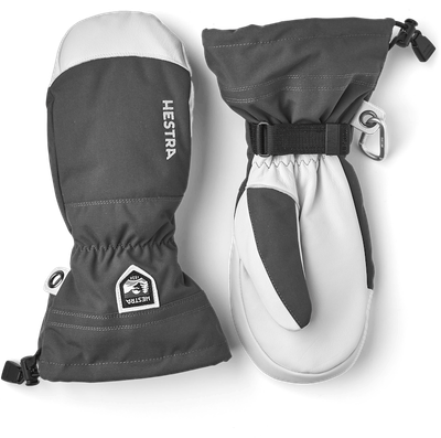 HESTRA ARMY LEATHER HELI SKI MITT JUNIOR, Color: GREY, Size: 3