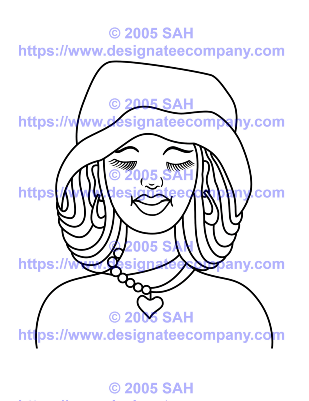 Pre printed designs, painting fun, Girl with Floppy Hat