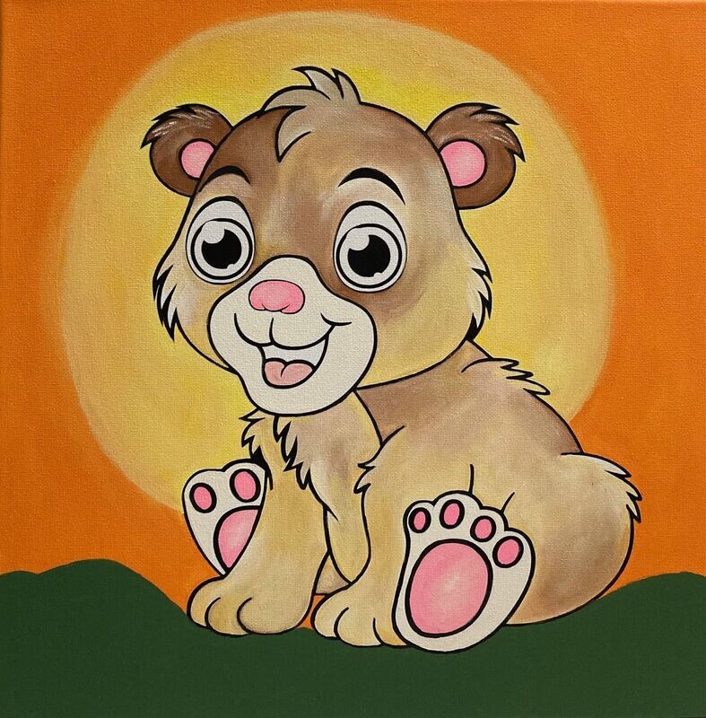 Adorable Lion Cub Art Kit on Canvas Tote or T-shirt