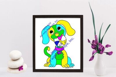 Paint Party, In Our Studio for Kids and Adults, Adorable Puppy with Ball