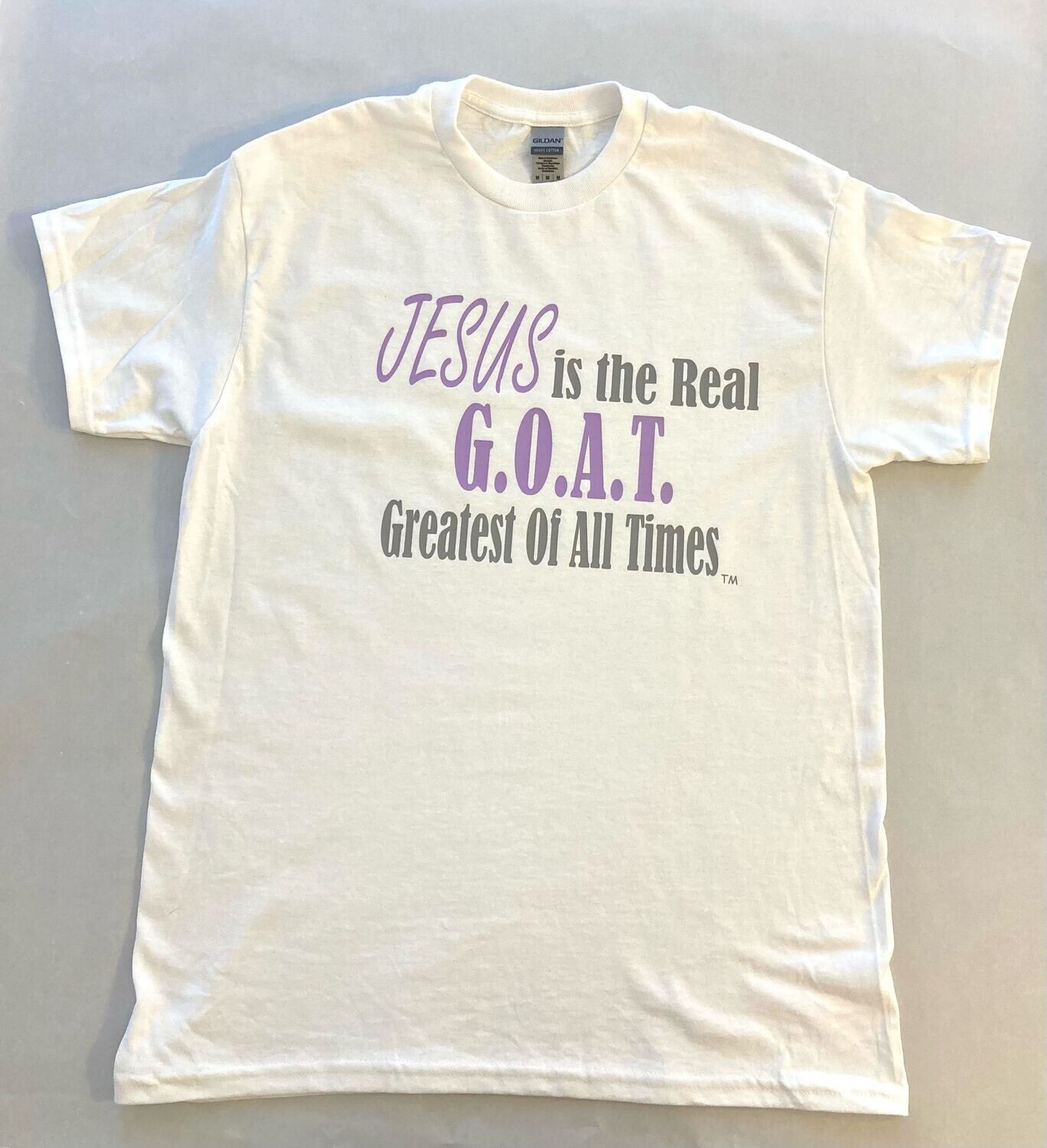 Jesus is the G.O.A.T., Adult Medium White T-shirt