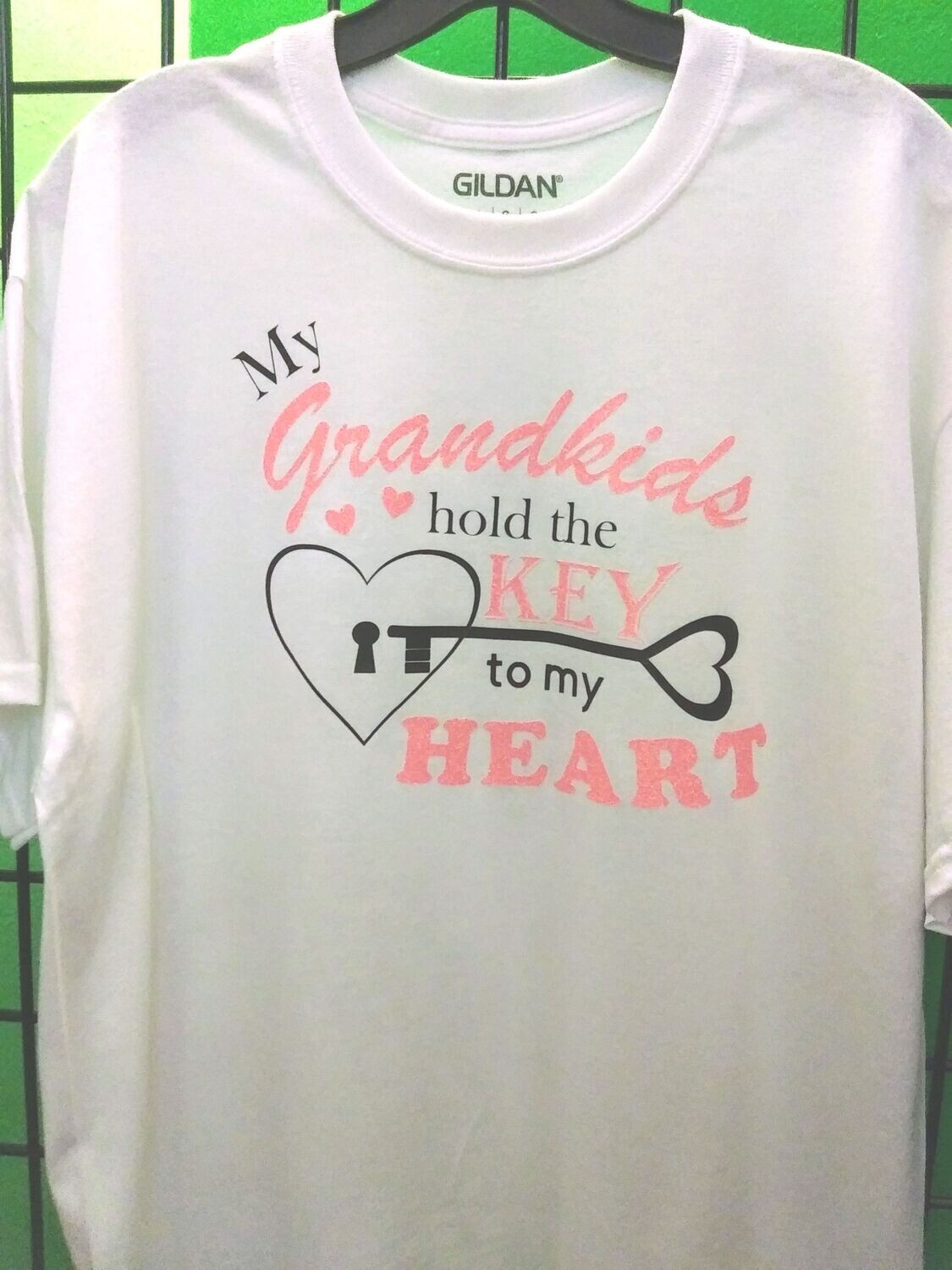 My Grandkids Hold the Key to My Heart, Adult Large White T-shirt