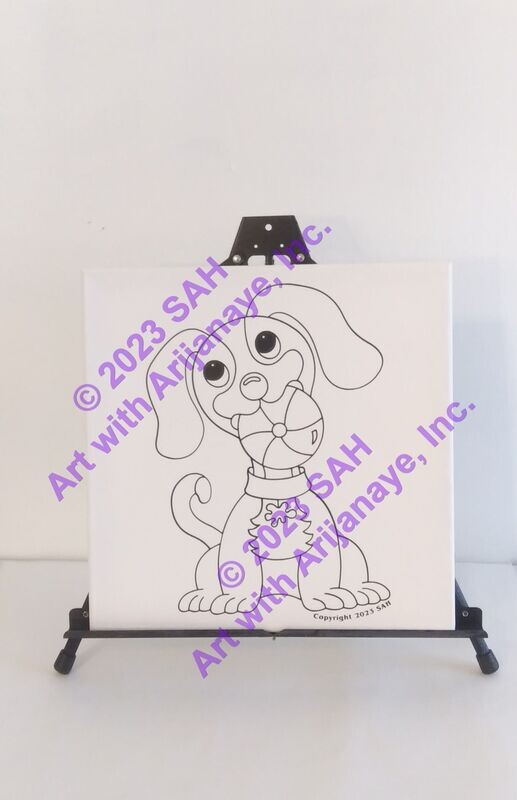 Art kit, Adorable Puppy with Ball  on Canvas T-shirt or Tote bag