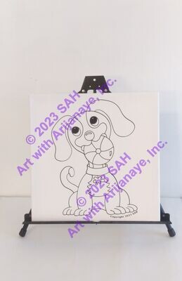 Adorable Puppy with Ball Art Kit on Canvas Tote or T-shirt
