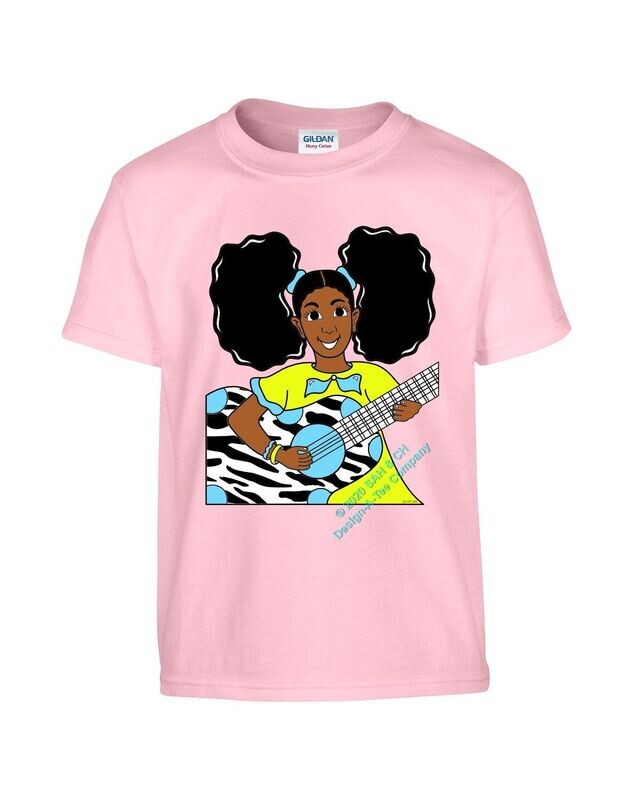 Portrait Print, Shop fun, ladies women girls, kids, graphic tees, Guitar girl,