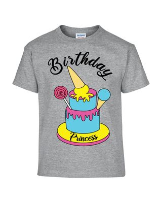 Graphic T-shirt, Birthday Princess, Kids, Children, Youth, Tee, Birthday Party, Cake, Ice Cream,