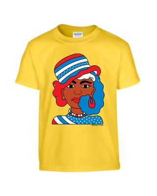 Red, white, blue, ladies, girls, women, Girl with striped hat