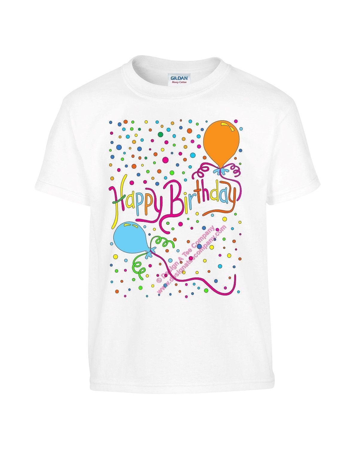 Kids Happy Birthday Graphic t shirts, Party shirts, balloon, Color: White tee