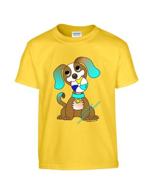 Kids Adults graphic tee, children, dog lover, youth, Adorable Puppy with Ball, summertime fun, kids,