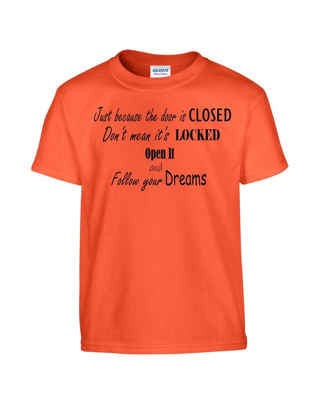 Letter print Graphic T-shirt, Crew Neck Tee, Follow Your Dreams